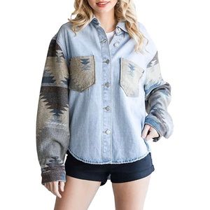 Southwestern Aztec inspired denim jacket size XL new with tags by Lumister